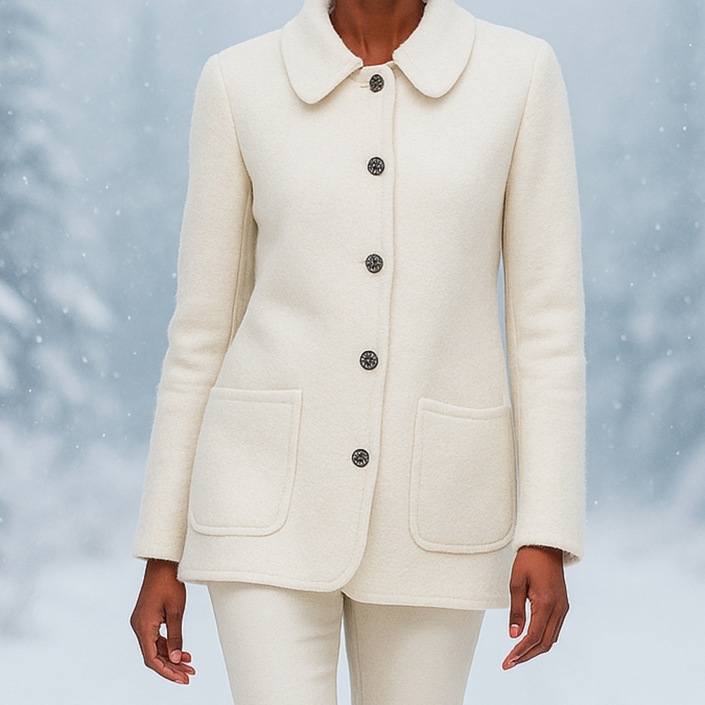 Casual Corner Elegant Ivory Pea Coat
